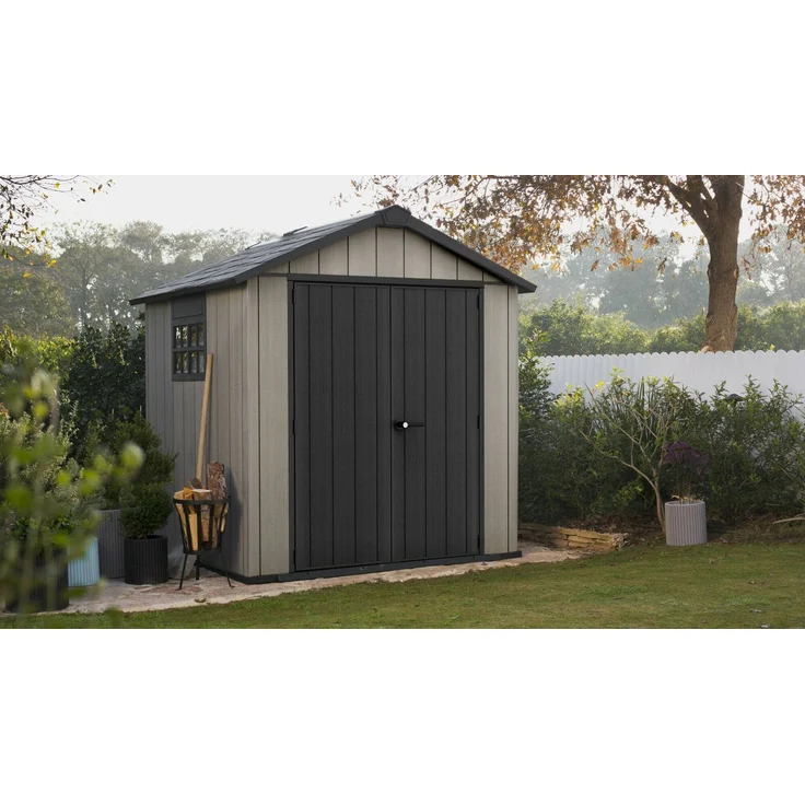 Dmora Gartenhaus Dartmouth, Gartenhütte, Gartenhaus, Werkzeugschuppen, 229x224 h242 cm, Grau – Bild 2