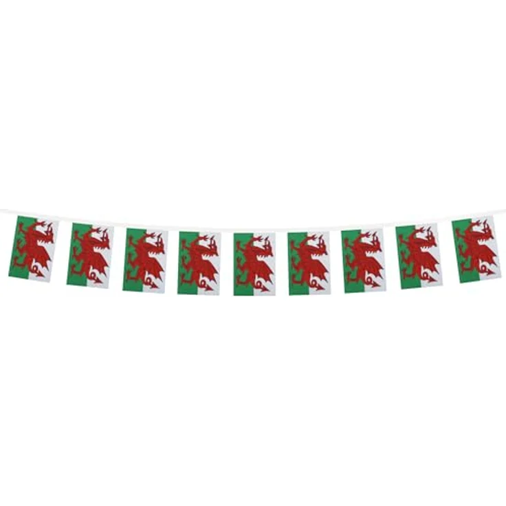 AZ FLAG - Fahnenkette Wales 6 Meter Mit 20 Flaggen - 21x14 cm - Walisische Girlande Flaggenkette 14 x 21 Cm – Bild 6