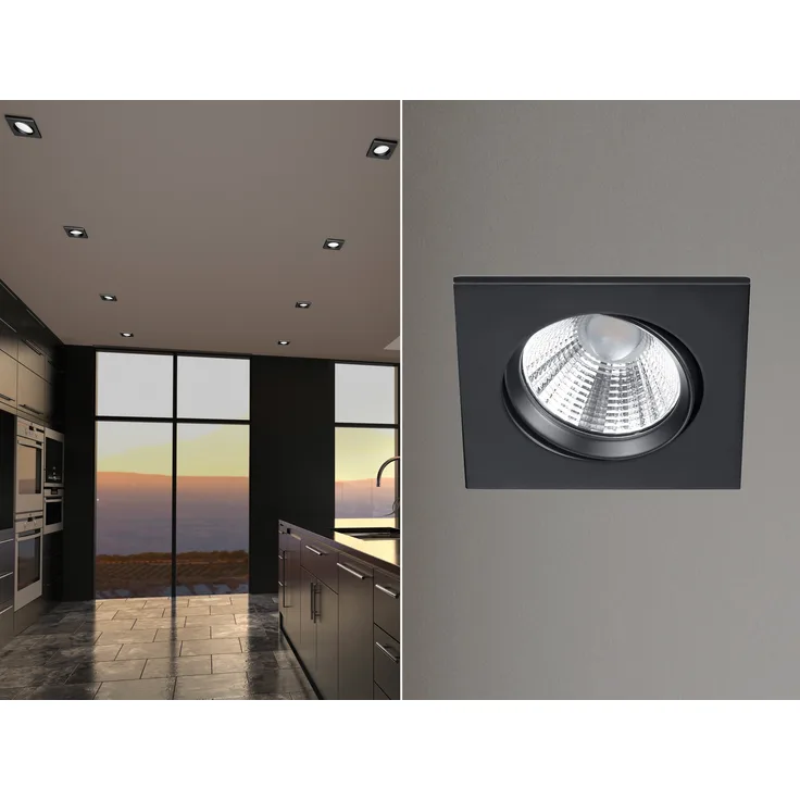 LED Einbaustrahler PAMIR eckig schwenkbar dimmbar Schwarz 5,5W Deckenbeleuchtung