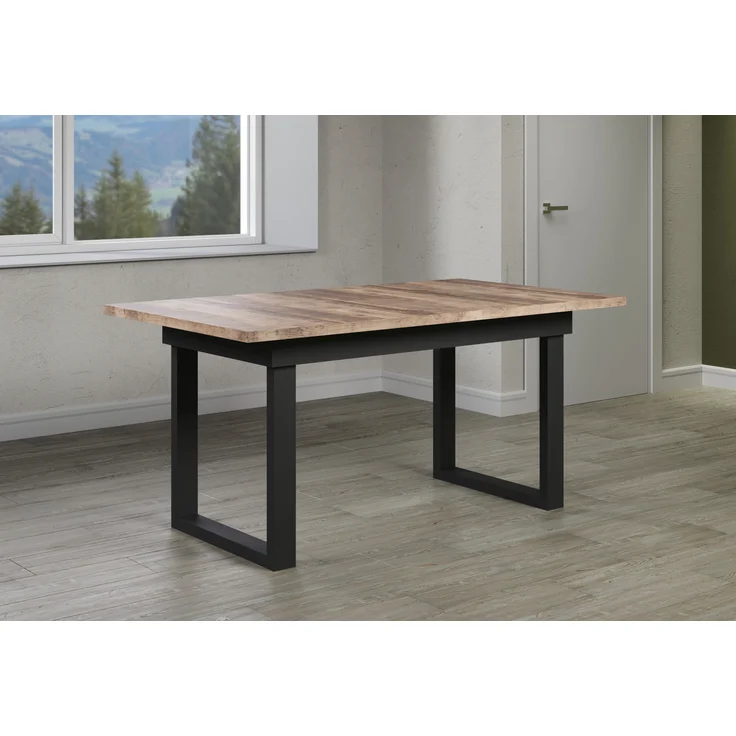trendteam smart living - Universal - Esstisch - Schwarz/Eiche Tabak - ausziehbarer Küchentisch mit Metallfüßen - (BxHxT) 160-200 x 76 x 80 cm - Tisch geeignet für Küche, ESS- oder Wohnzimmer – Bild 9