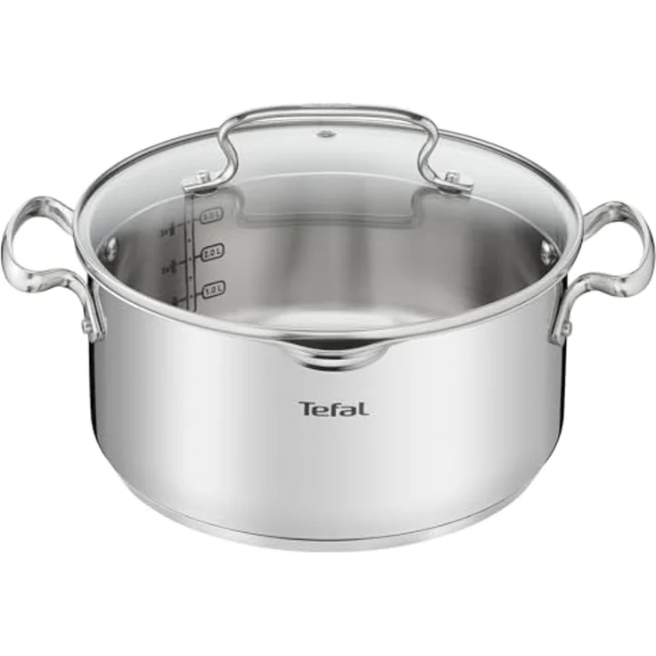 Tefal Kochtopf Duetto+, Edelstahl 18/10, hochglanzpoliert, Glasdeckel mit Siebfunktion – Bild 1