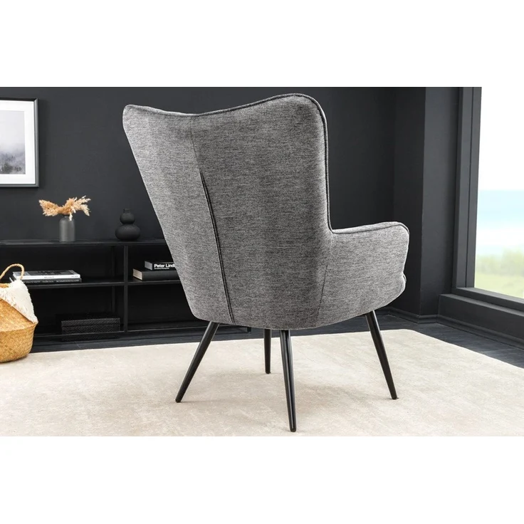 riess-ambiente Ohrensessel SCANDINAVIA grau/schwarz - Strukturstoff, Metall, Armlehnen, Polster (Einzelartikel, 1-St), zeitlos & im skandinavischen Design - ideal f. elegante, moderne Lofts – Bild 4