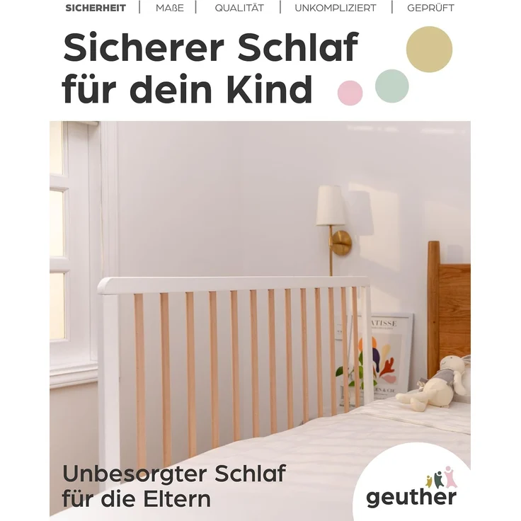 Geuther Bettschutzgitter Bettschutzgitter „Lissi“ – 60 cm hoch, 110 cm lang, auch für Boxspringbetten geeignet – Bild 2