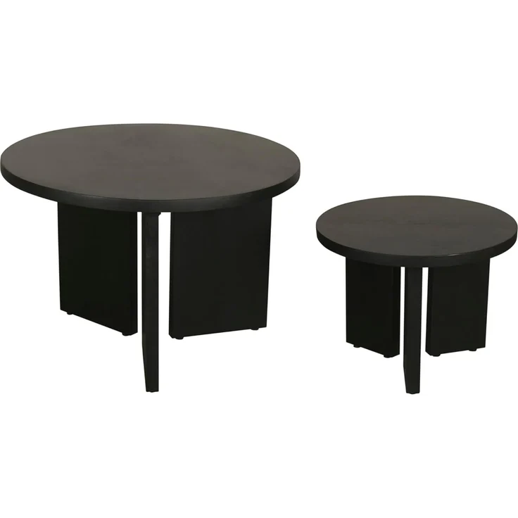 byLIVING Couchtisch Round (Set), aus 2,5cm starkem Massivholz schwarz, einzeln oder im Set stellbar – Bild 6