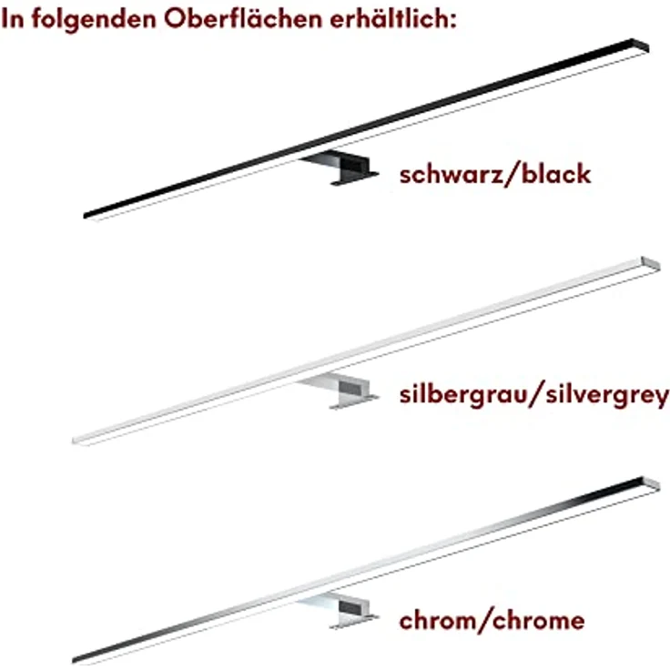kalb LED Spiegelleuchte 100cm LED Badleuchte Badlampe Spiegellampe 230V, silbergrau, neutralweiß – Bild 6