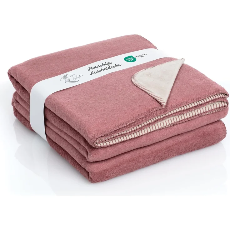 Wohndecke Moon Kuscheldecke Doubleface Baumwollmix ca 220x240 cm gekettelter Rand, MOON Heimtextilien, Kuscheldecke – Bild 1