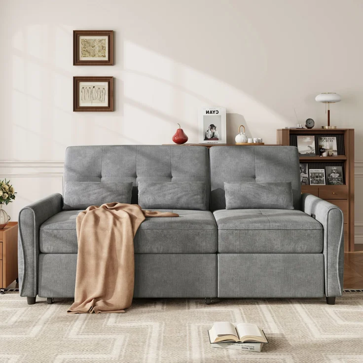 3-Sitzer Schlafsofa, B 176 x T 148 x H 83 cm, Chenille, mit ausziehbarer Liegefläche – Bild 4