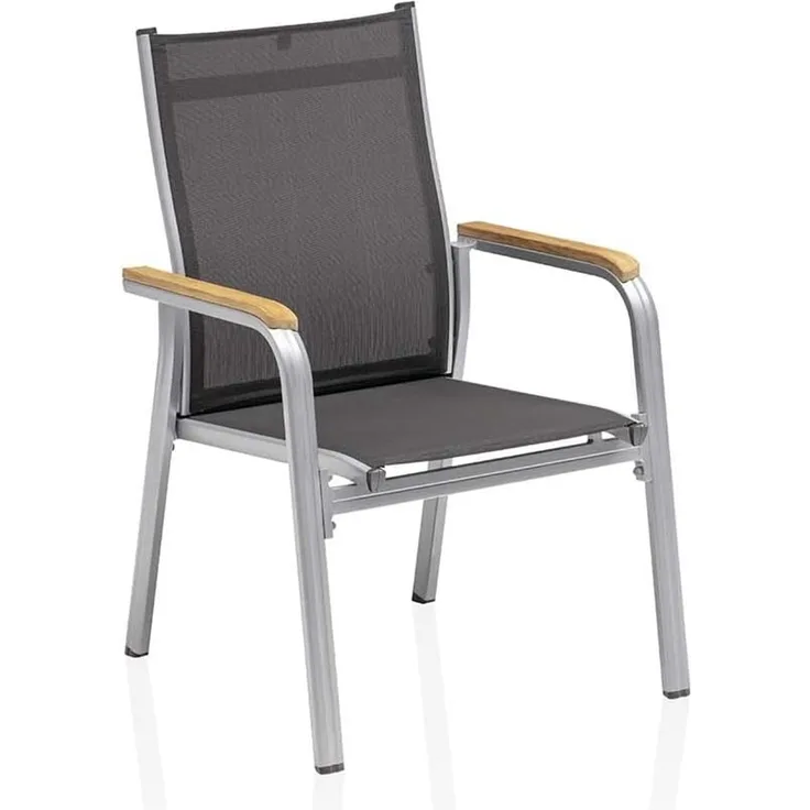 Kettler Granada Gartensessel, stapelbar, zerlegt, Silber/Anthrazit