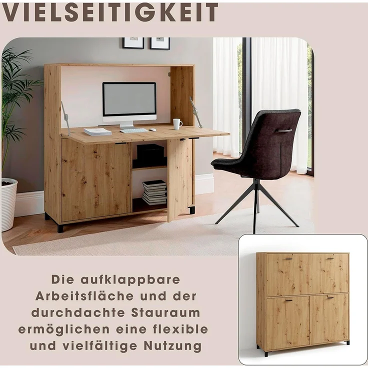 byLIVING Sekretär Montana, platzsparende Arbeitslösung mit viel Stauraum, Breite 120 cm – Bild 4