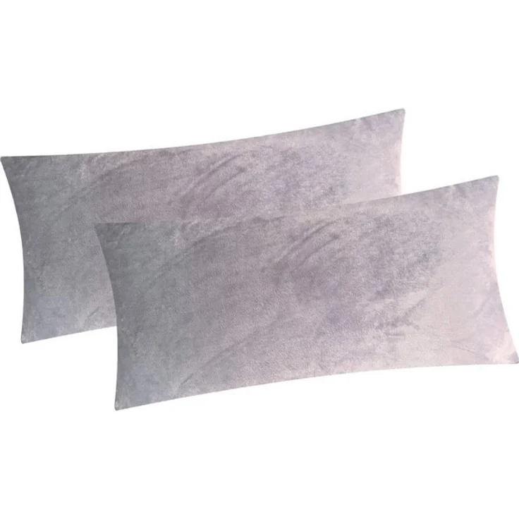 Heubergshop Kissenbezug, (2 Stück), 2er Set Fleece 40x80cm Winter - Grau - flauschig weich Kissenhülle – Bild 2