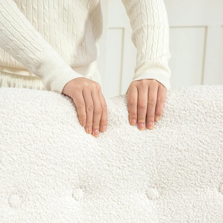 HOMCOM Schaukelstuhl Schaukelsessel mit Armlehne, Teddystoff-Optik (Relaxsessel Schwingsessel, 1 St), für Wohnzimmer, Schlafzimmer, Cremeweiß – Bild 9