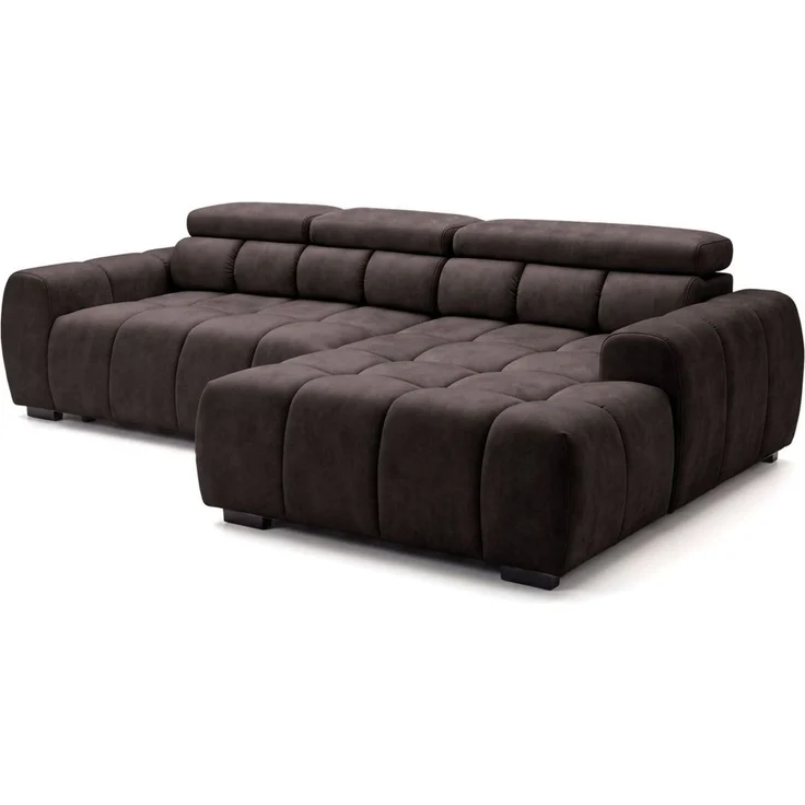 Ecksofa Schlafsofa VELUNIO RELAX in Stoff Salvador Dunkelbraun Ottomane Rechts – Bild 5