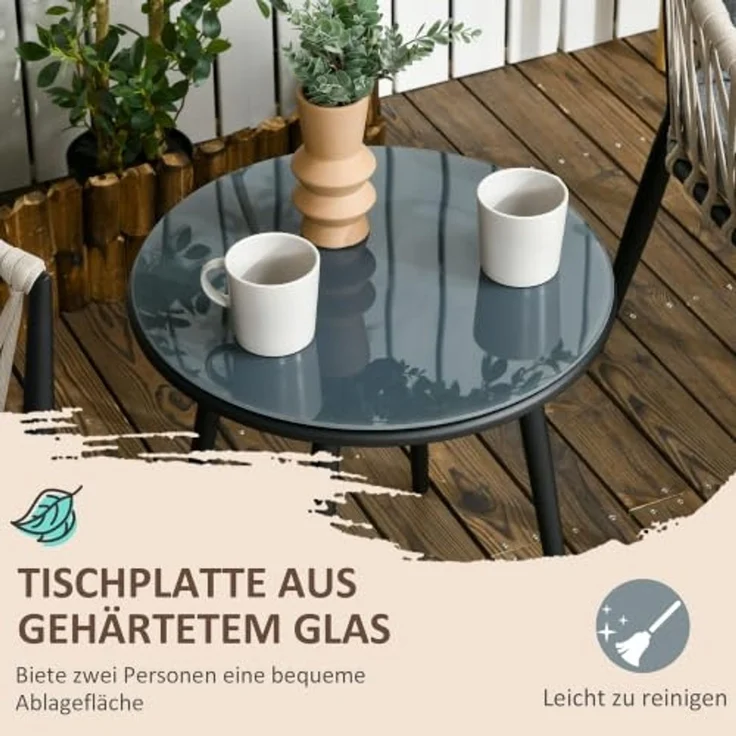 Outsunny Balkonset Mosaiksteine, Terassenmöbel, wetterbeständig – Bild 4