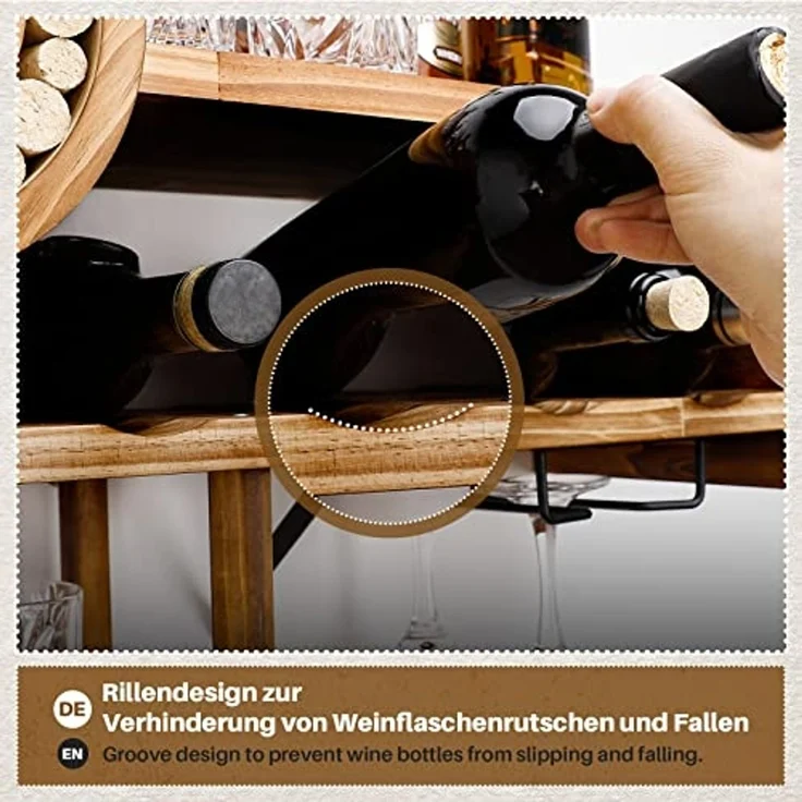 Yorbay Weinregal aus Holz für Hausbar, Wandbar mit Korkhalter, Flugzeug-förmig, Holzregal für Weingläser, Whiskygläser, Wandmontage Wand Flaschenhalter Vintage Stil – Bild 5