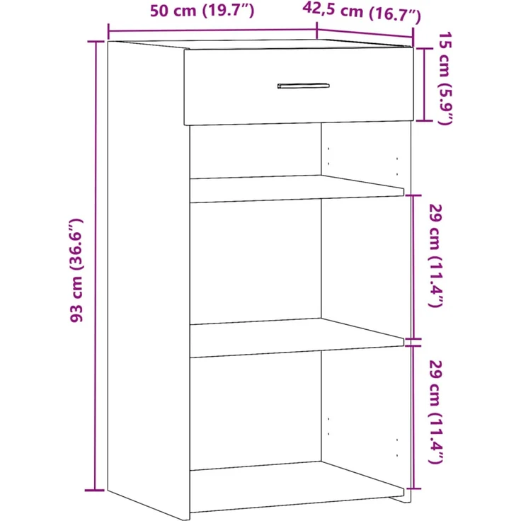 Highboard Betongrau 50 x 42,5 x 93 cm Holzwerkstoff – Bild 10