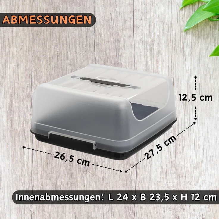 Engelland Kuchentransportbox Kuchenbox mit transparentem Deckel, Kunststoff, (Vorteils-Set, 1-tlg, sicheres Transportieren), mit Tragegriff und Klickverschluss, BPA-frei, rechteckig, Kunststoff – Bild 2