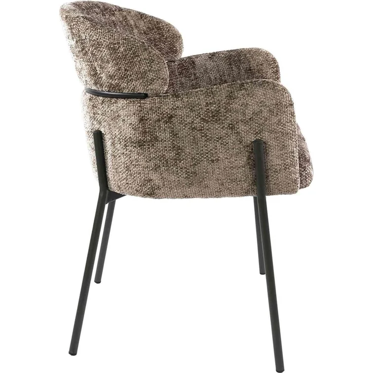 Armstuhl Vura 2er-Set mit Chenille-Bezug und Metallgestell, Champagne – Bild 5