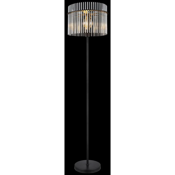 Stehlampe, Metall, schwarz, Glas, rauchfarben, H 152 cm – Bild 5
