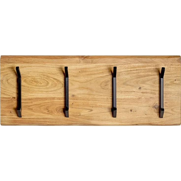 Haku Wandgarderobe aus Akazie Massivholz mit Baumkante und 6 Garderobenhaken schwarz pulverbeschichtet, Urban Collective, 90x12x36 cm – Bild 7