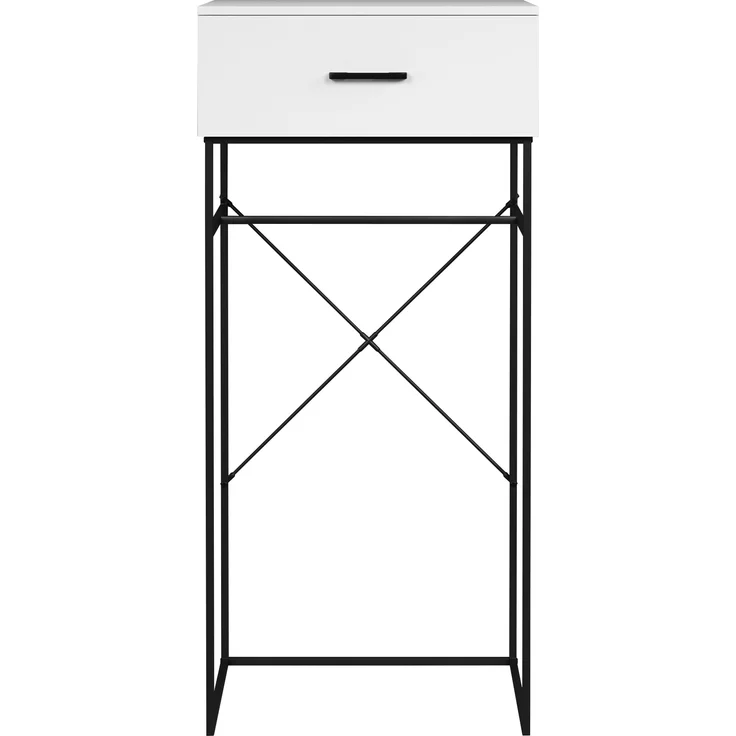trendteam smart living - Strike - Beistelltisch - Weiß/Schwarz - Wohnzimmertisch auf robustem Metallgestell - (BxHxT) 60 x 132 x 48 cm - praktische Schublade – Bild 1