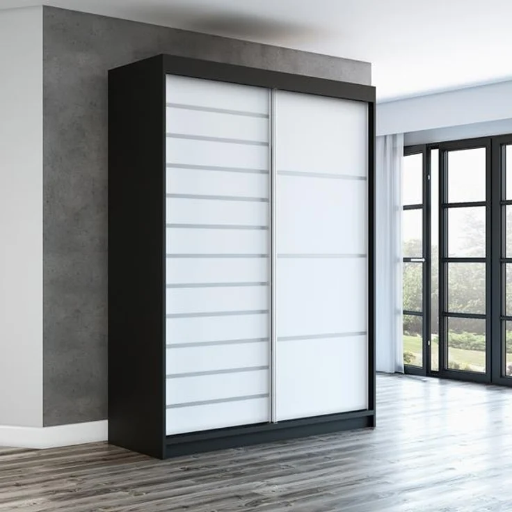 Schwebetürenschrank COLIN 2-türig Schrank 180 cm Farbe: Schwarz , weiß – Bild 2