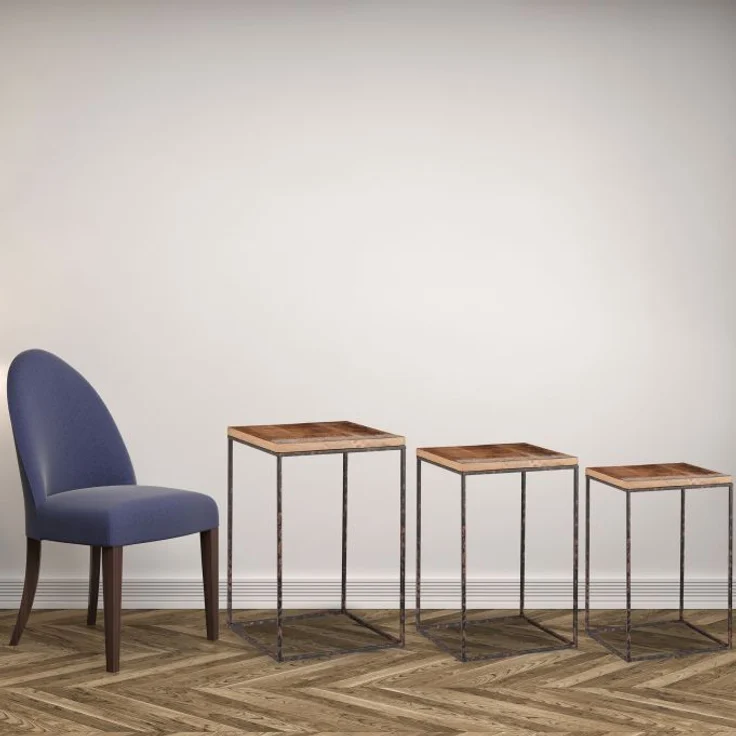 Beistelltisch 3er Set Mangoholz – Bild 3