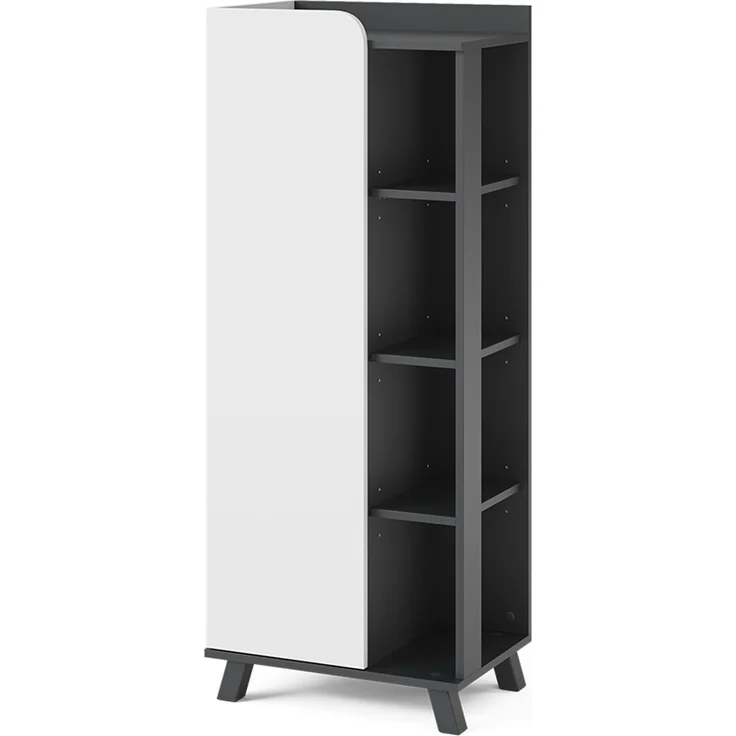 Midischrank Karen Anthrazit/Weiß 50 x 128 cm mit Tür und offenen Fächern Vicco – Bild 1