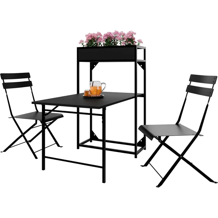 Gartenmöbel Teug (Farbe: Schwarz) – Bild 1