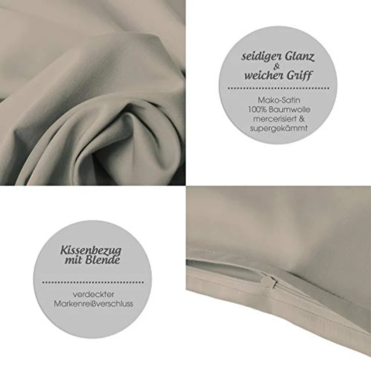aqua-textil Bettwäsche Luxury Deckenbezug Bettdecke Mako Satin 155x200cm silber, Baumwolle, 0 teilig – Bild 3