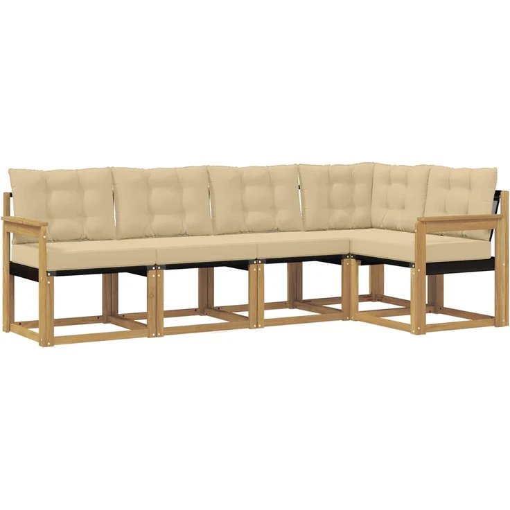 vidaXL Outdoor-Sofagarnitur 5 stk. 5-Sitzer Weiß und Beige 3389471 – Bild 2