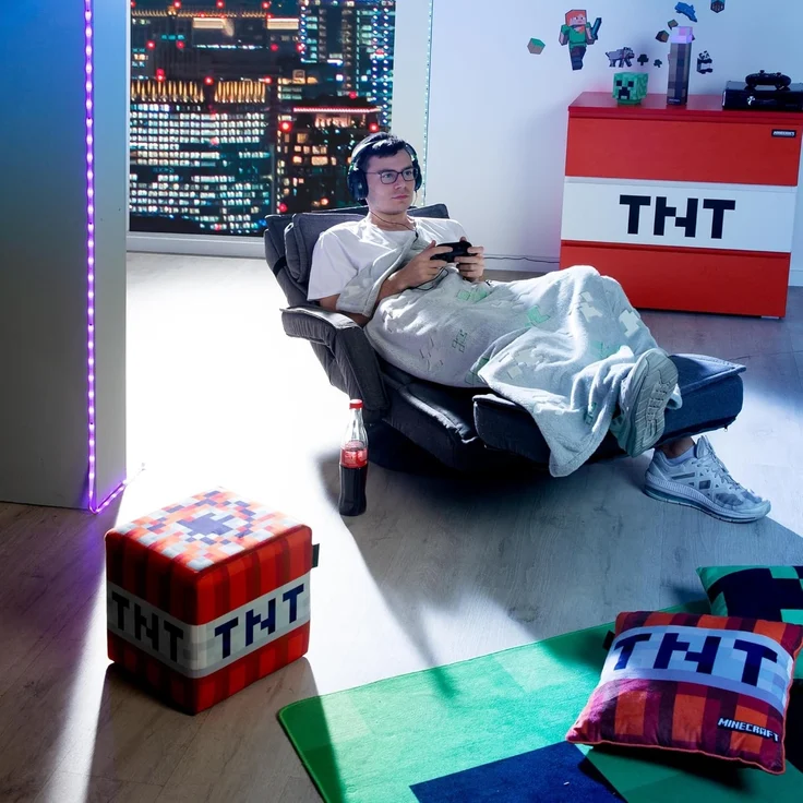 MINECRAFT - Gaming-Sessel, Sessel, Drehstuhl mit verstellbarer Fuß- und Rückenlehne – Bild 2