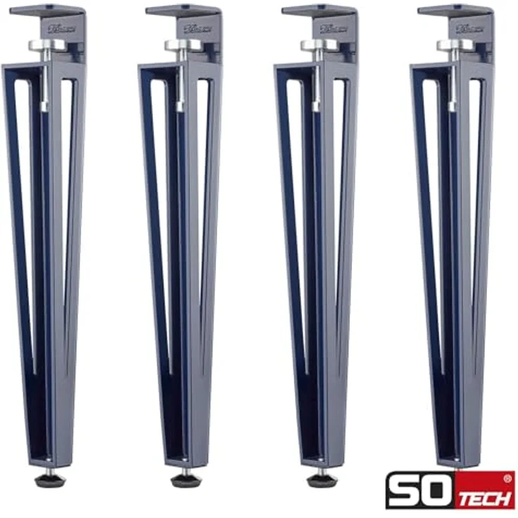 SO-TECH® Tischbein ColorLine in F-Form konisch zulaufend von 70 auf 40 mm, mit Klemmschraube (ohne Bohren) - blau - Höhe 464 mm - 4x – Bild 3
