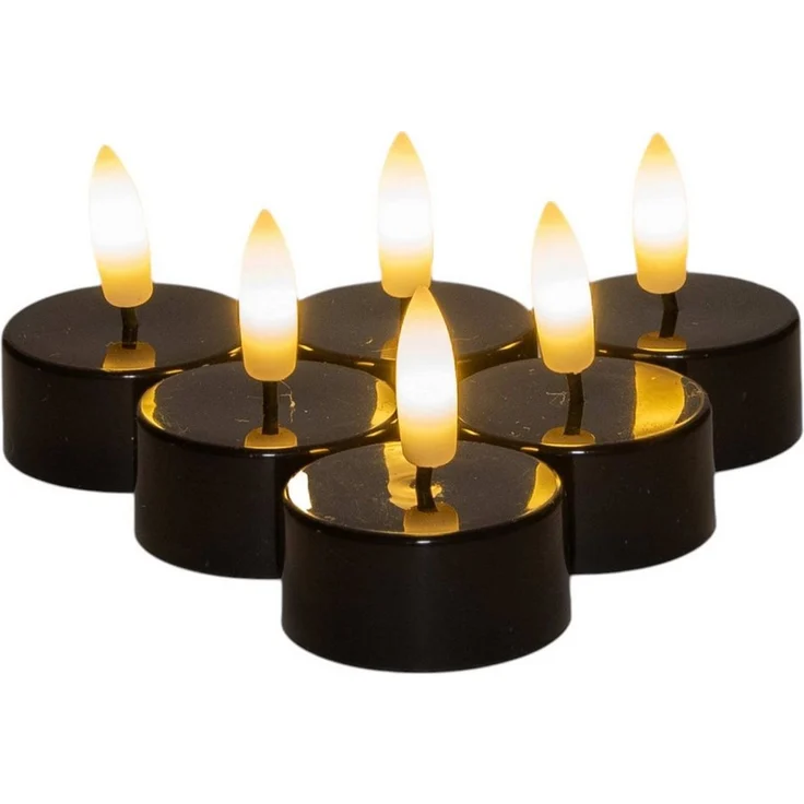 Coen Bakker Deco BV LED-Kerze Tea Lights, Ein-/Ausschalter, LED, warmweiß, Teelichter schwarz 6 Stück 6/18h Timer 3D Flamme 3,8x4,5 cm – Bild 2