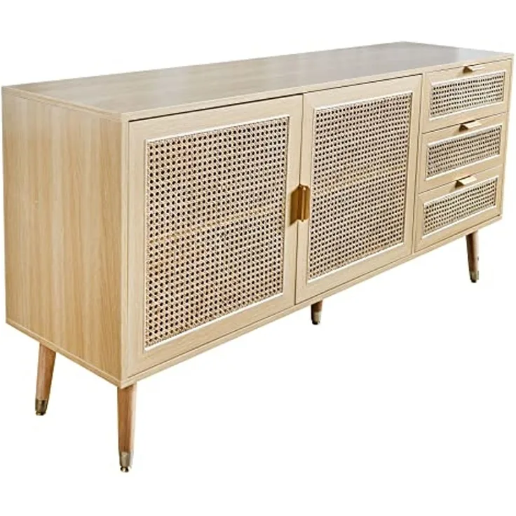 riess-ambiente Sideboard VIENNA 154cm natur (Einzelartikel, 1 St), Wohnzimmer · Wiener Geflecht · 3 Schubladen · Kommode · Retro
