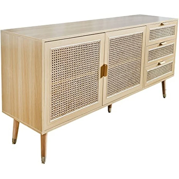 riess-ambiente Sideboard VIENNA 154cm natur (Einzelartikel, 1 St), Wohnzimmer · Wiener Geflecht · 3 Schubladen · Kommode · Retro – Bild 1