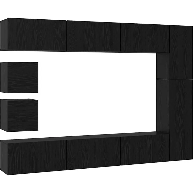 vidaXL TV-Schrankset 10 pcs Schwarz Eichen-Optik Holzwerkstoff 3393244