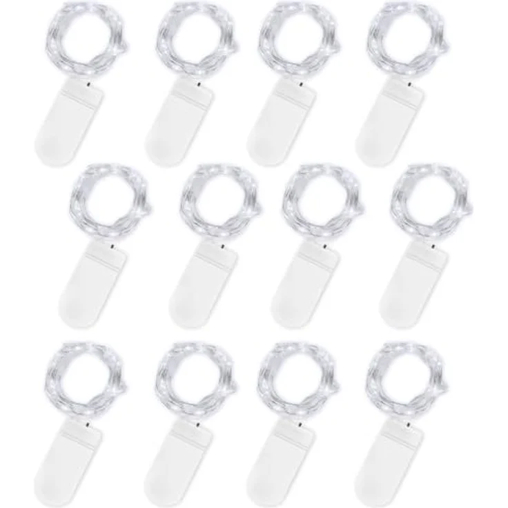 Jsdoin LED Mini Lichterkette mit Batterie, 12x20er Micro Lichterkette außen Batterie, 2M DIY kleine Lichterketten Wasserdicht für Party Hochzeit Weihnachten Beleuchtung Deko (Kaltweiß) – Bild 1