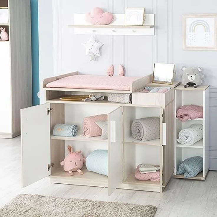 roba Kinderzimmerset 'Olaf' 3-teilig - Bett 70 x 140 - Kleiderschrank 3-türig - Weiß / Luna Elm – Bild 15