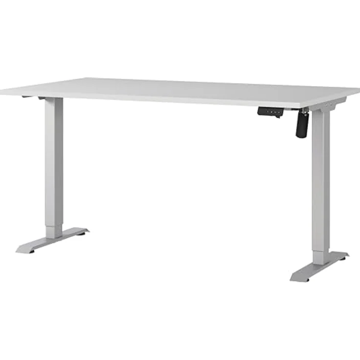 Germania Schreibtisch 8023-583, in Lichtgrau/Silber, elektr. höhenverstellbar, 140 x 119 x 80 cm (BxHxT) – Bild 2