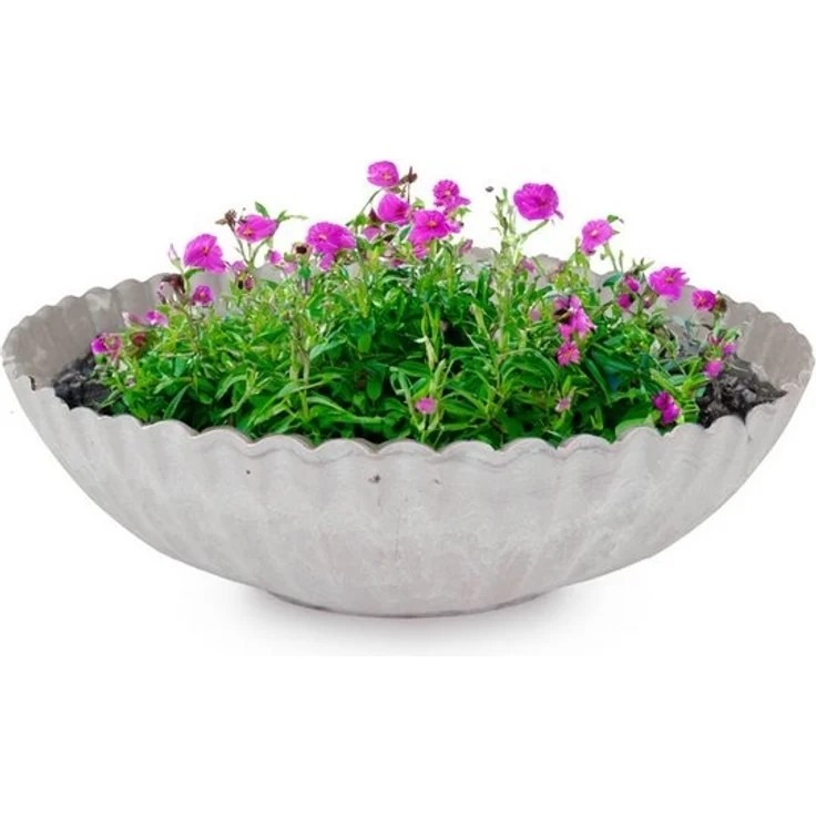 matches21 HOME & HOBBY Blumentopf Dekoschale runde Pflanzschale für draussen grau marmoriert 22 cm (1 St), Blumen-Schale als wetterfeste Friedhof-Schale Grab-Schmuck Grabschale – Bild 4