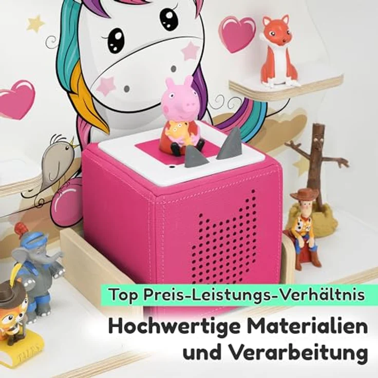 stadtecken Holzregal für Musikbox I Geeignet für die Toniebox und ca. 50 Tonies I Perfekte Tonie Aufbewahrung im Kinderzimmer I Zum Aufstellen oder Aufhängen (Lovely Pony, Groß) – Bild 4