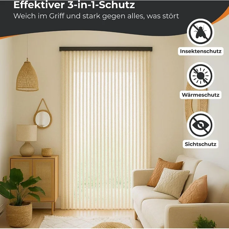 Flauschvorhang 56x185cm - 140x220cm Unistreifen Braun 120x220 cm – Bild 6