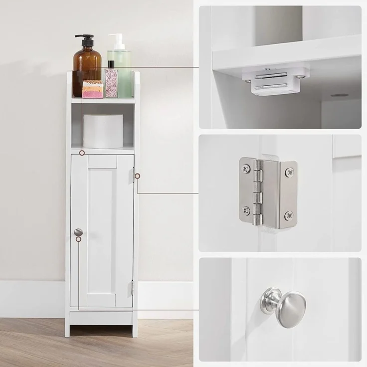 Vasagle Badschrank mit verstellbaren Ablagen, MDF weiß, 18 x 20 x 80 cm – Bild 9