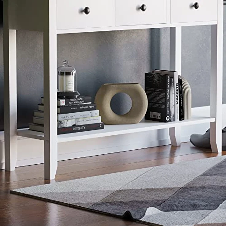 Vida Designs Windsor Konsolentisch, 3 Schubladen, weißes Holz, weiß – Bild 6