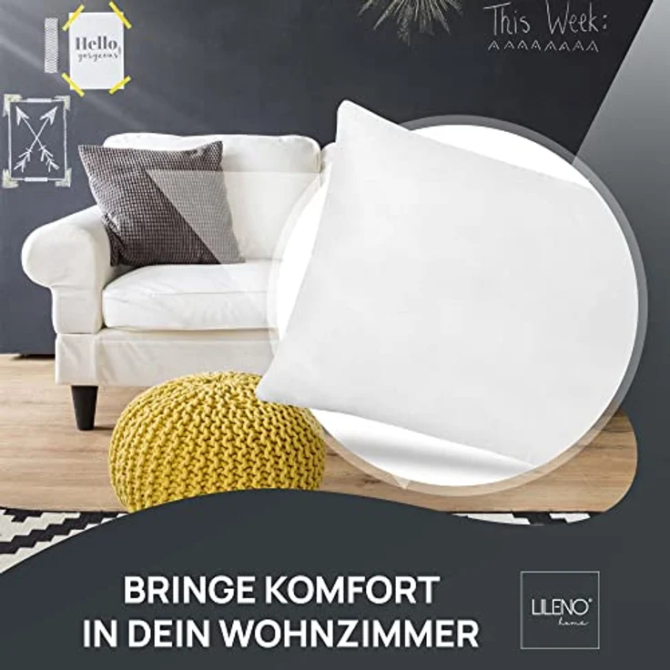 LILENO HOME Federkissen 40x80 cm [2er Set] - Kissen 40x80 cm aus Federn als Kopfkissen, Schlafkissen u. Bettkissen perfekt für Allergiker und Kinder - Federkernkissen mit je 600 g – Bild 4