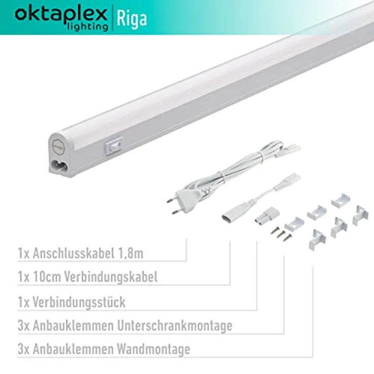 Oktaplex lighting LED Unterbauleuchte 2x Oktaplex RIGA Unterbauleuchte 9W 3000K, Ein-/Ausschalter, LED fest verbaut, Warmweiß – Bild 3
