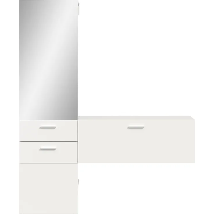 Garderobenkombination (B/H/T: 156x190x36 cm) in weiß Melamin