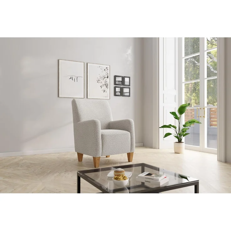 Cavadore Sessel Vida / Polstersessel im trendigen Design / 74 x 93 x 81 / Chenille, Naturweiß – Bild 2