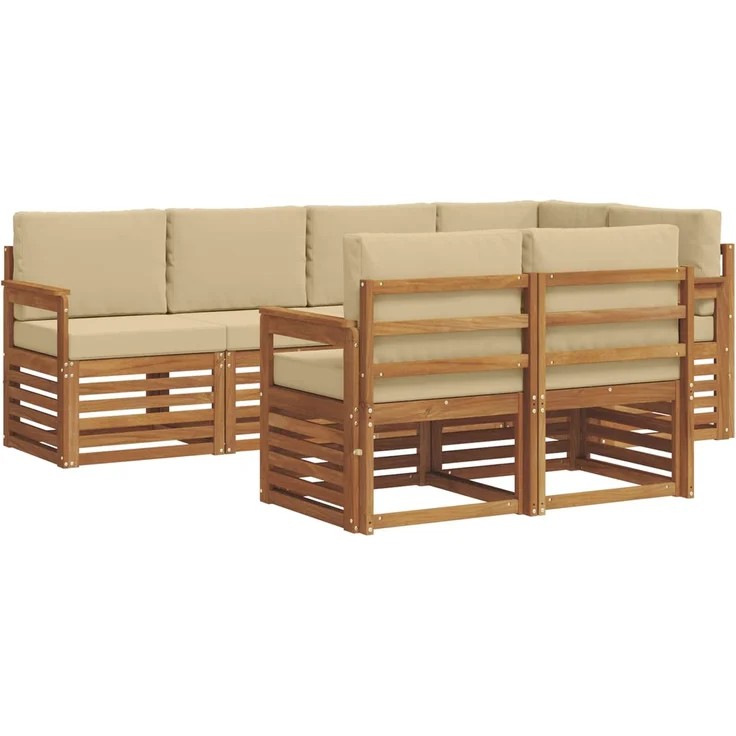 vidaXL Outdoor-Sofagarnitur 7 stk. 7-Sitzer Natur und Beige 3374958 – Bild 2