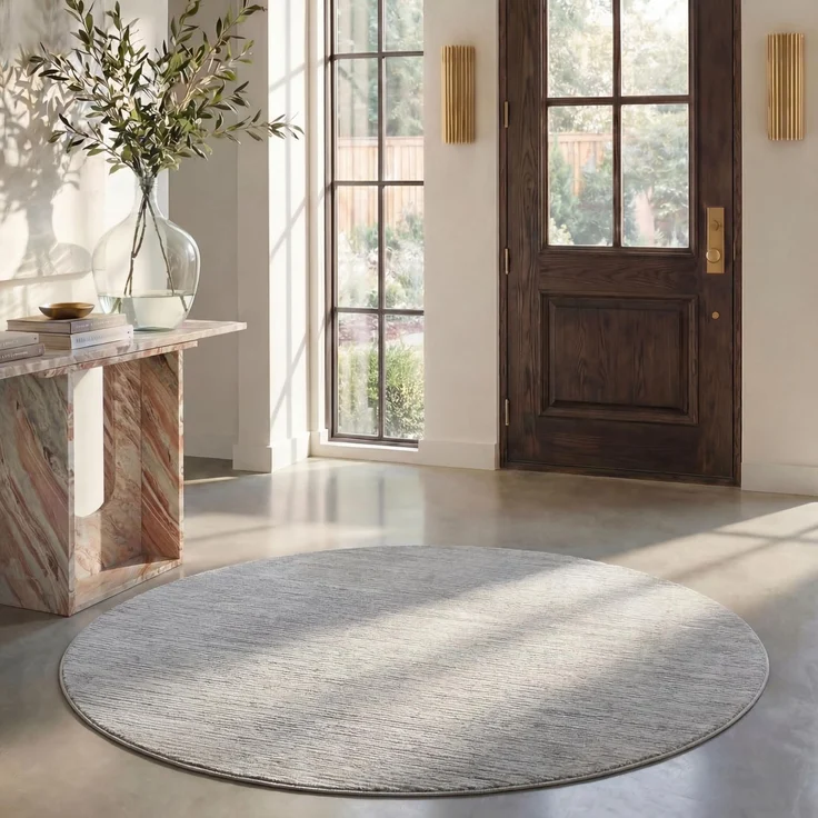 SAFAVIEH Modern Teppich für Wohnzimmer, Esszimmer, Schlafzimmer - Vision Collection, Kurzer Flor, Silber, 200 X 200 cm